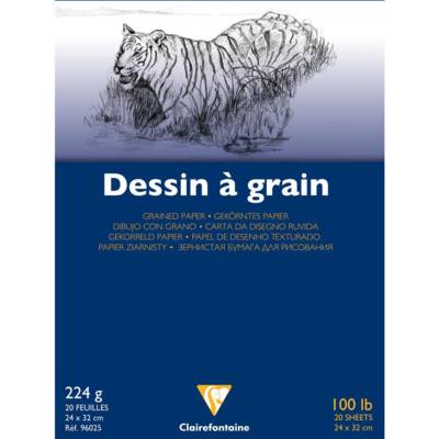 Bloc 20 Feuilles de Dessin à Grain Fin 24x32 cm 224g Blanc