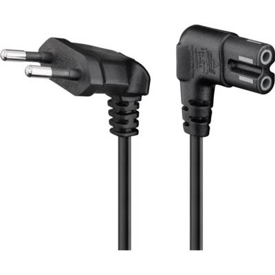 Cordon Electrique Coudé CEE 7/16 / IEC 60320 C7, 3 m, noir