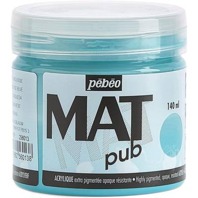 Pot 140ml Peinture Acrylique MAT pub BLEU TURQ - PÉBÉO