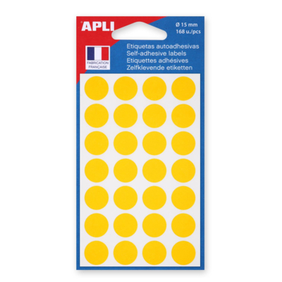 Sachet de 168 étiquettes Gommettes de signalisation Rondes 15 mm Jaune