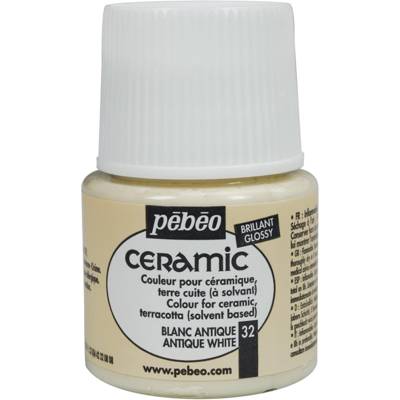 Flacon 45 ml peinture CERAMIC faïence et multi support Blanc antique - PÉBÉO