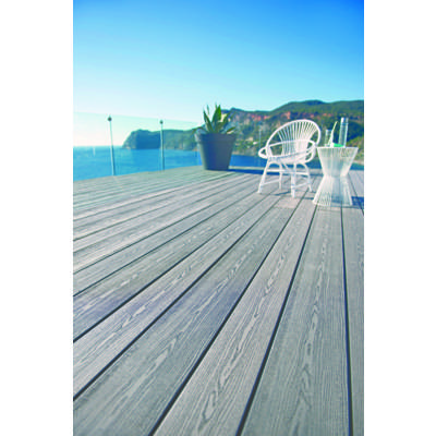 Lame de terrasse bois composite ELEGANCE structurée veinée bois gris anthracite - Gedimat