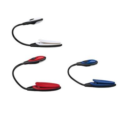 Mini Lampe Liseuse à Pince 2 Led Coloris Aléatoire Gris Bleu Rouge