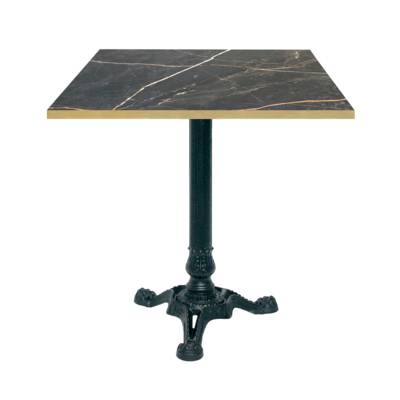 Table pied noir 70x70cm marbre samas chants laiton - intérieur - RestooTab