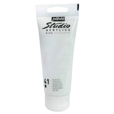 Peinture Studio Acrylique Tube Blanc Vif 100 ml - PÉBÉO