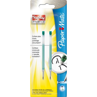 Lot de 2 Mines de rechange pour roller Replay Premium 0,7 mm Vert