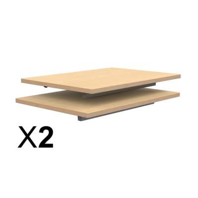 Lot de 2 plateaux TAGE/GANGE ép.21 mm stratifié chant bois - 70x50 cm - Hêtre miel - MOBIDECOR
