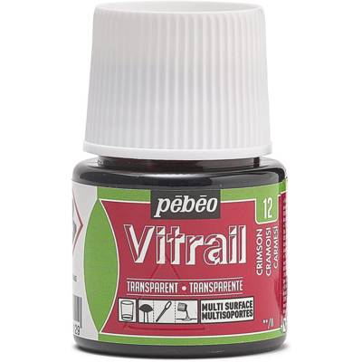 Flacon 45ml peinture VITRAIL transparent CRAMOISI - PÉBÉO