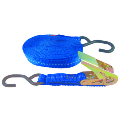 Sangle polypropylène avec tendeur à cliquet et 2 crochets bleue larg.25mm - Gedimat - CHAPUIS