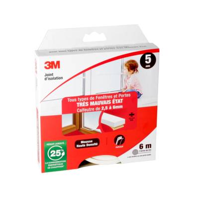 Joint d'isolation classique pour portes et fenêtres très mauvais état blanc - 6m - Gedimat