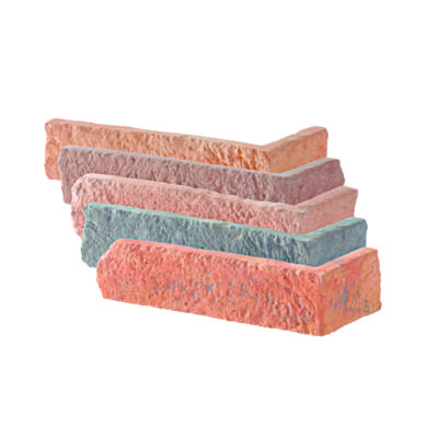 Chaîne d'angle de parement pierre reconstituée BRIQUE 5 tons - boîte de 10 angles - Gedimat