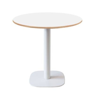 Table pied blanc Ø70cm blanc chant bois - intérieur - RestooTab