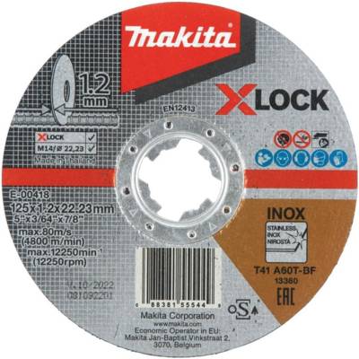 E-00418 Disque à Tronçonner Métal/Inox Ø125 mm X-LOCK  125x1,2mm
