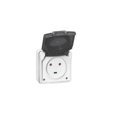 Prise étanche 2P+T 20A Plexo complet IP55 saillie - gris - LEGRAND - 91655