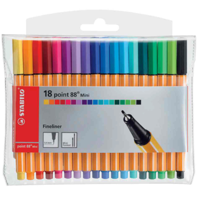 Etui de 18 Feutres Fineliner point 88 mini Assortis - STABILO