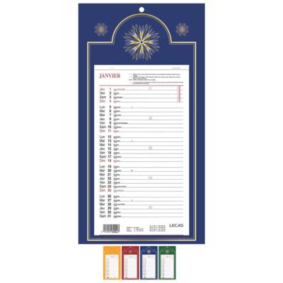 Calendrier mural mensuel 16 x 33 cm  12 Feuilles coloris aléatoire