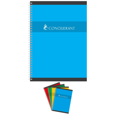 Cahier reliure spirale A4 100 pages 70g grands carreaux coloris aléatoires