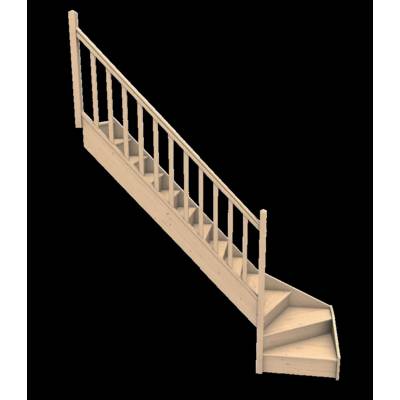 Escalier 1/4 tournant droit en sapin avec rampe à balustres bois - ajustable en hauteur de 2,68 à 2,76m - Gedimat - ESCAO