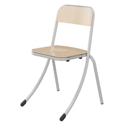 Chaise TRÉVISE AST assise et dossier bois Blueprotech® piètement époxy - T6 - Gris alu RAL 9006 - Mobidecor