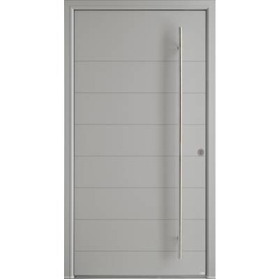 Porte d'entrée alu PHOSPHORE gris satiné domant 77 mm - 215 x 90 cm - Gedimat - BELM