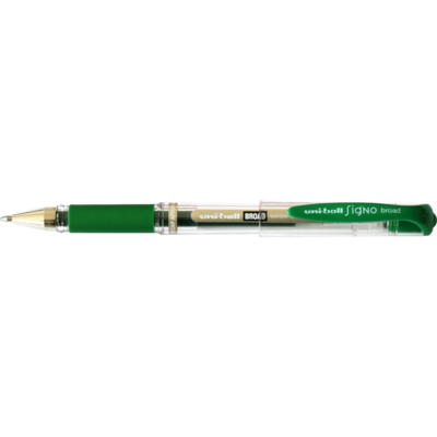 Roller encre gel Signo Broad UM153C grip pointe large 1mm vert - Uni-Ball