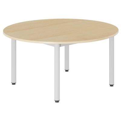 Table CARÉLIE plateau ép.19 mm mélaminé chant ABS piètement époxy - D120 cm - T3 - Hêtre miel/gris alu RAL 9006 - Mobidecor
