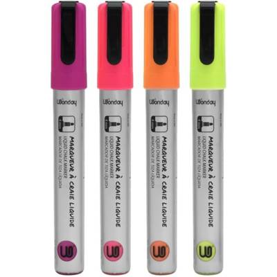 Etui de 4 Marqueurs Craie Pointe Ogive FUN