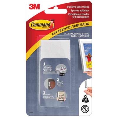 Pack 4 x 2 Bandes adhésives pour Cadre Taille L Max 7,2Kg Blanc