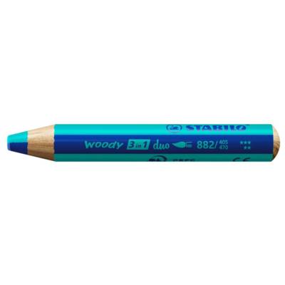 Crayon multi-talents  woody 3 in 1 duo - bleu foncé-turquoise