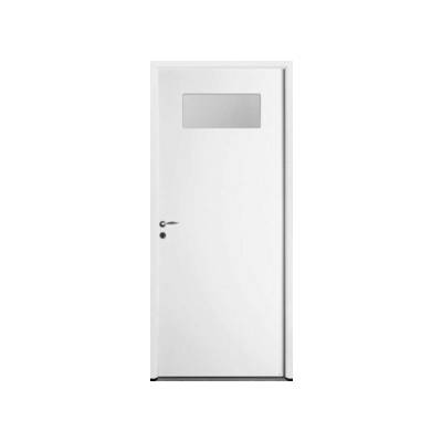 Porte de service acier laqué PST19 finition blanche dormant 54 mm avec tapées pour isolation 160 mm - 215 x 90 cm - Gedimat - ZILTEN