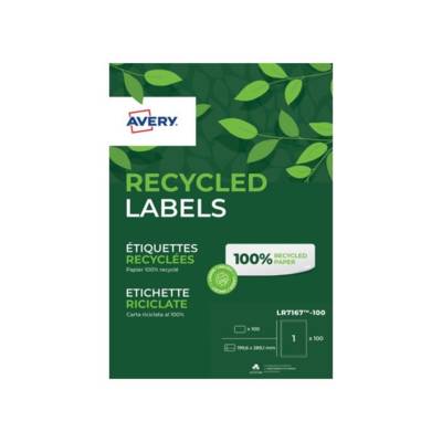 Boîte de 100 étiquettes adresse laser recyclées blanc 199,6 x 289,1 mm