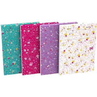 Bloc-notes floral agrafé ligné 160 pages 90g 105x148mm motif aléatoire