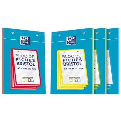 Bloc de 30 Fiches Bristol Perforées 2.0 A5 Q5/5 Bordures couleurs aléatoires