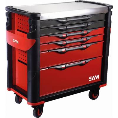 Servante extra large XL 6 tiroirs SAM OUTILLAGE rouge plateau inox - 416-AXL - Maxoutil