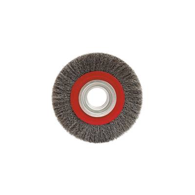 Brosse circulaire fil acier ondulé pour touret 0.30 mm D. 125 mm Al. 16 mm Ep. 20 mm pour métal - Décapage dur - LEMAN - 410.150 - LEMAN S.A