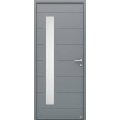 Porte d'entrée alu ALBE gris texturé dormant 57 mm - 215 x 90 cm - Gedimat - BELM