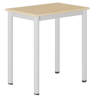 Table CARÉLIE mobile plateau ép.21 mm stratifié chant ABS piètement époxy - 70x50 cm - T6 - Hêtre miel/gris alu RAL 9006 - Mobidecor