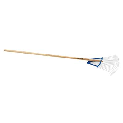 Balai à gazon bi-matière fil rond 20 dents manche en bois - Gedimat - REVEX