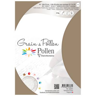 Etui de 5 cartes pliées Grain de Pollen 105x148 ficelle - CLAIREFONTAINE