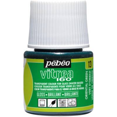Flacon 45ml peinture Vitrea 160 brillante pour verre VERT ORIENT - PÉBÉO