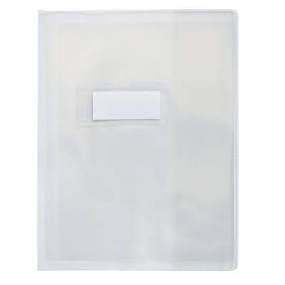 Protège-cahiers 170 x 220 mm lisse transparent 20/100 avec porte-étiquettes - OXFORD