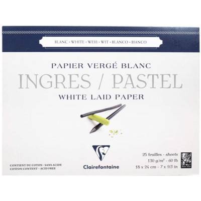 Bloc Ingres-Pastel encollé 18x24 130g blanc 25 feuilles