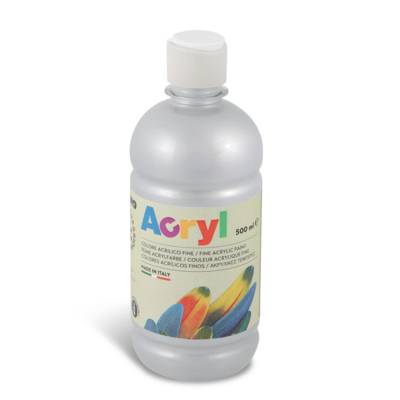Flacon Soft Plastique Peinture Acrylique Fine FLUO 500 ml Argent  910