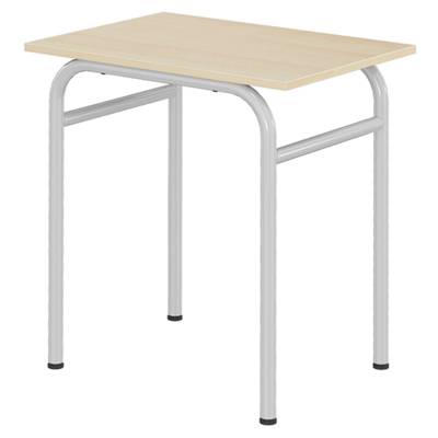 Table DELTA plateau ép.19 mm mélaminé chant ABS piètement époxy - 70x50cm - T6 - Hêtre miel/gris alu RAL 9006 - MOBIDECOR