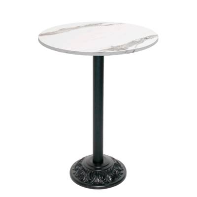 Mange-debout pied noir Ø70cm marbre blanc - intérieur - RestooTab