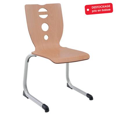 Chaise AST coque FIDGY bois Blueprotech® piètement aluminium époxy - T6 - Gris alu RAL 9006 - MOBIDECOR