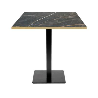 Table pied noir 70x70cm marbre samas chants laiton - intérieur - RestooTab