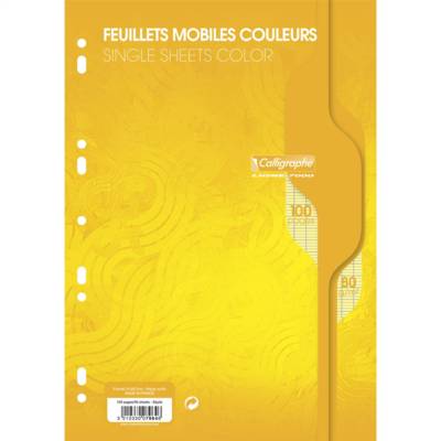 Feuillets mobiles s/film 21x29,7 jaune 100p séyès 80g Pack De 50