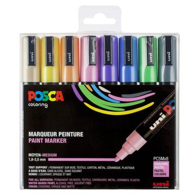 Set de 8 Marqueurs PC5M Pointe conique moyenne Couleurs pastel