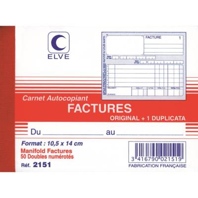 Manifold FACTURES 105 x 140 mm 50 Feuillets Dupli